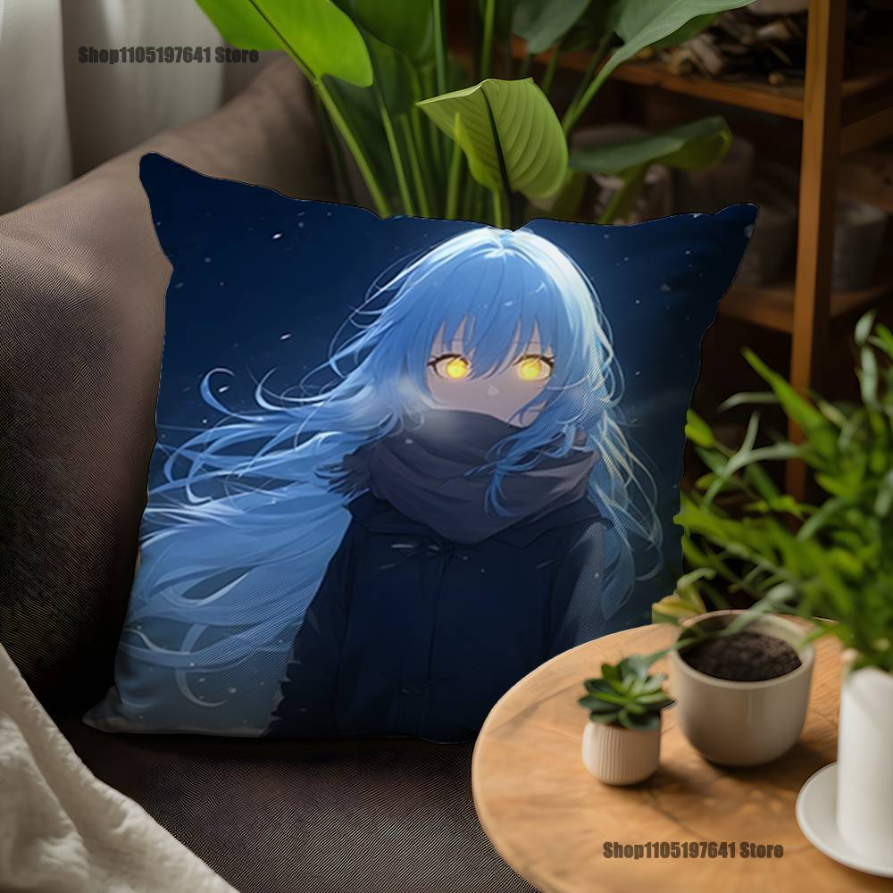 T-Tensei Slime R-Rimuru Anime Pillow Case For Sofa Decor Car Office Room Printing Cushion Cover Decorations and Protector