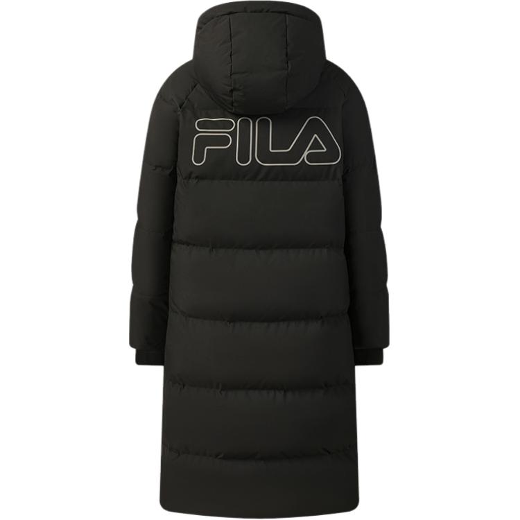 Fila Original Waterproof Duck Down Long Casual Warm Hooded Down Jacket Women Outerwear F51W549908F-BK