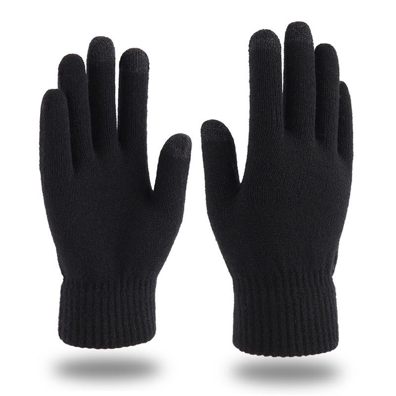 Touch screen knitted thermal gloves, enlarged velvet, non-slip and cold-proof