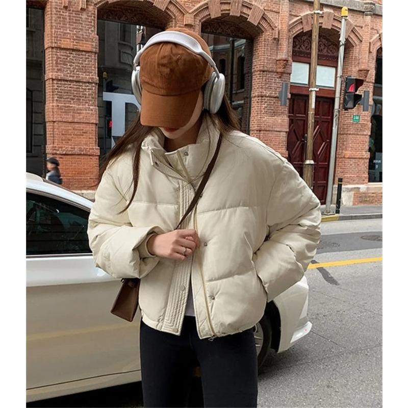 Korean Women Padded Jacket Winter Parkas Cropped Down Oversize Jacket Puffer Snow Coats Waterproof Outerwear