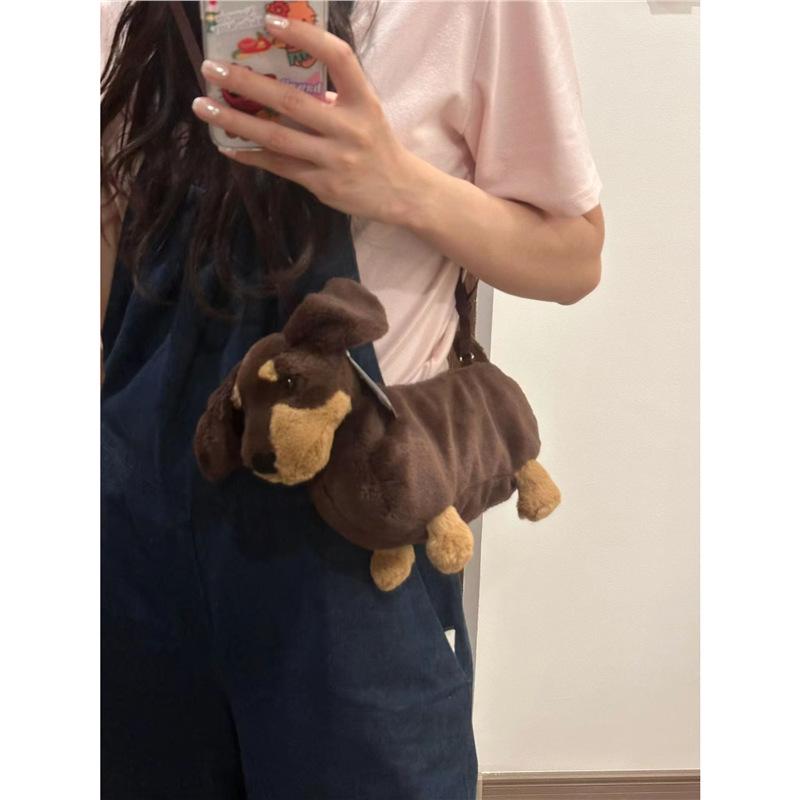 Dackel Cartoon Plüschpuppe Schulter Crossbody Handtasche