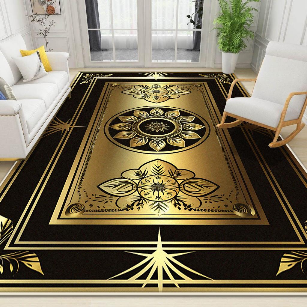 Large Size Luxury Golden Rugs for Living Room Home Nordic Style Bedroom Decor Carpet Non-slip Coffee Table Mat Tapis Salon