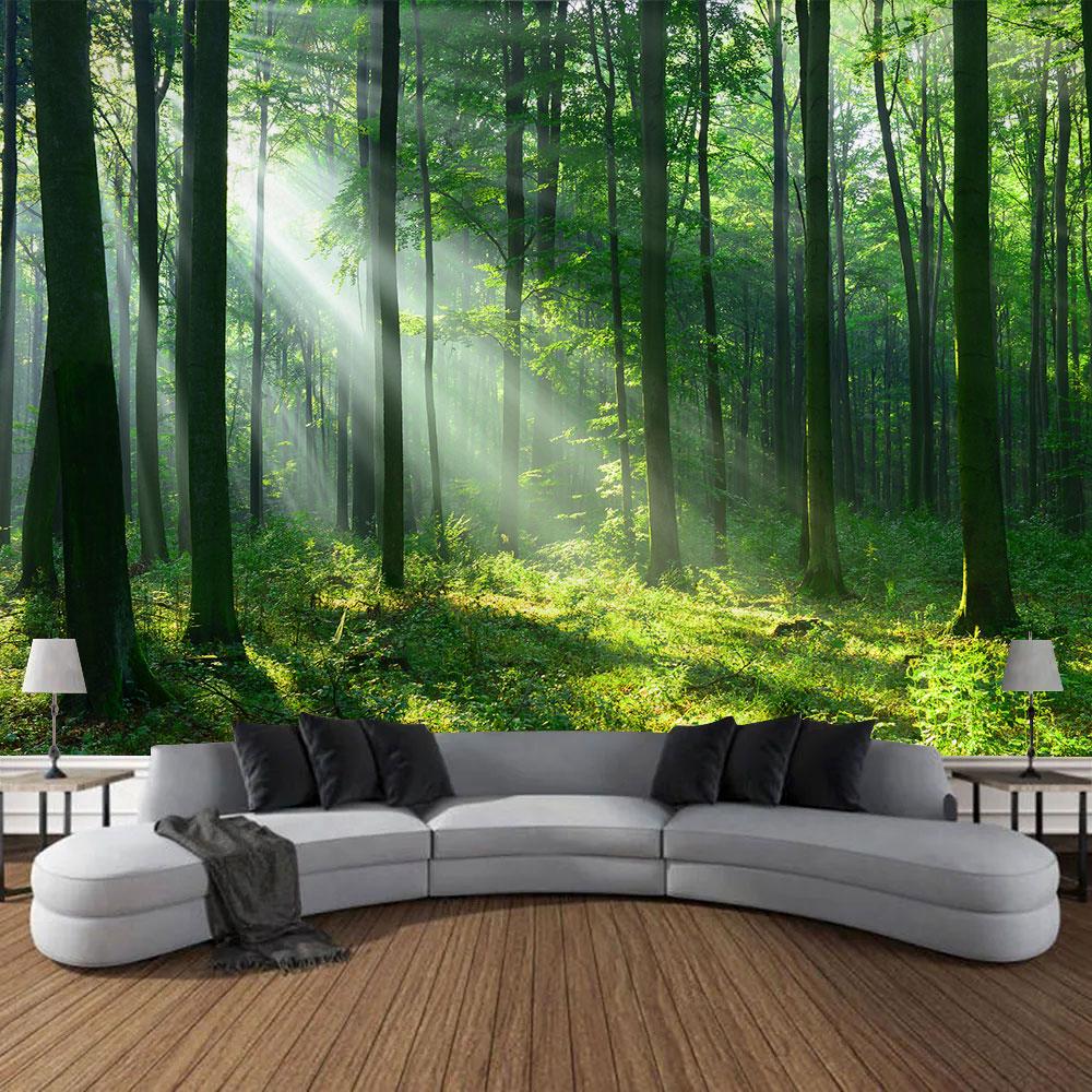 Frumoasă pădure naturală imprimată tapiserie mare de perete ieftină hippie agățată tapiserii de perete boeme decor mandala de perete