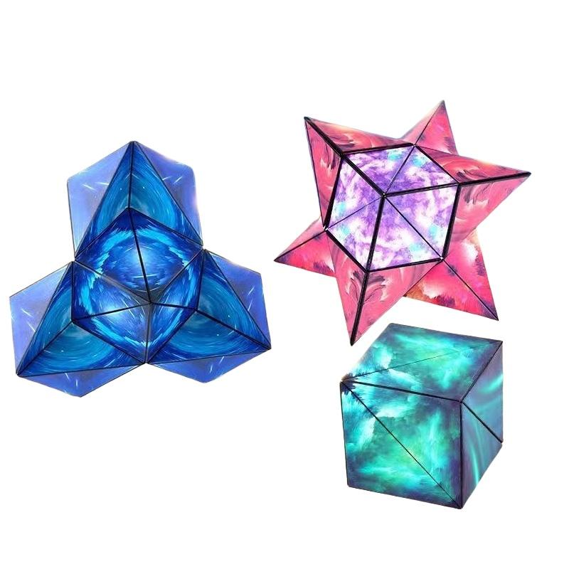 1ks Magnetické měnitelné kostky Magnetické kostky Magnet Fidget Antistres Flip Kubické puzzle Hračky Kouzelná nekonečná kosmická kostka