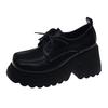 Black thick high-heeled British-style small leather shoes women's new autumn and winter round head thick-soled Mary Jane  shoes
