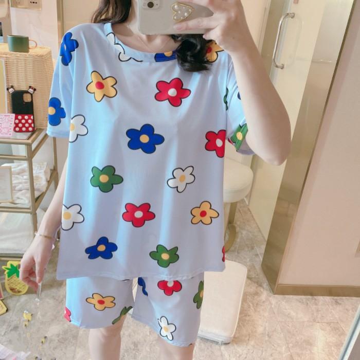 Pajamas Women'S Summer Short-Sleeved Shorts Loose And Cute Cartoon Casual Can Be Worn Outside Pajamas Women'S Loungewear Set