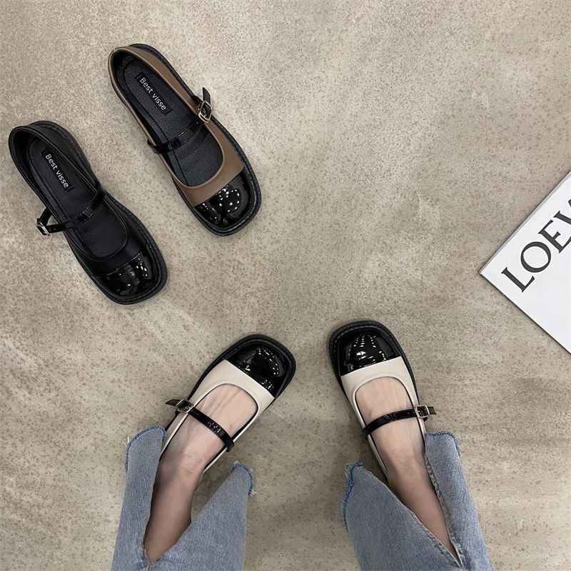 Design sense niche small leather shoes British style French retro small fragrant style leather shoes Mary Jane shoes single shoes early spring women's
