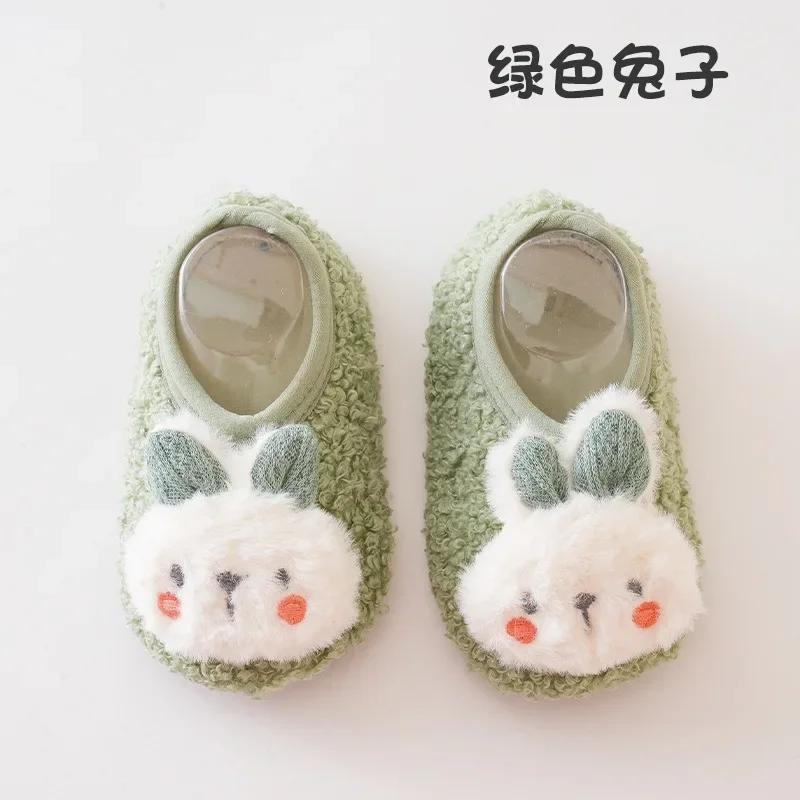 Șosete de podea drăguțe de iarnă și toamnă Kawaii cu păpușă de iepure pentru sugari Baby îngroșate, non-alunecare, copii, șosete de interior, primul mers pe jos