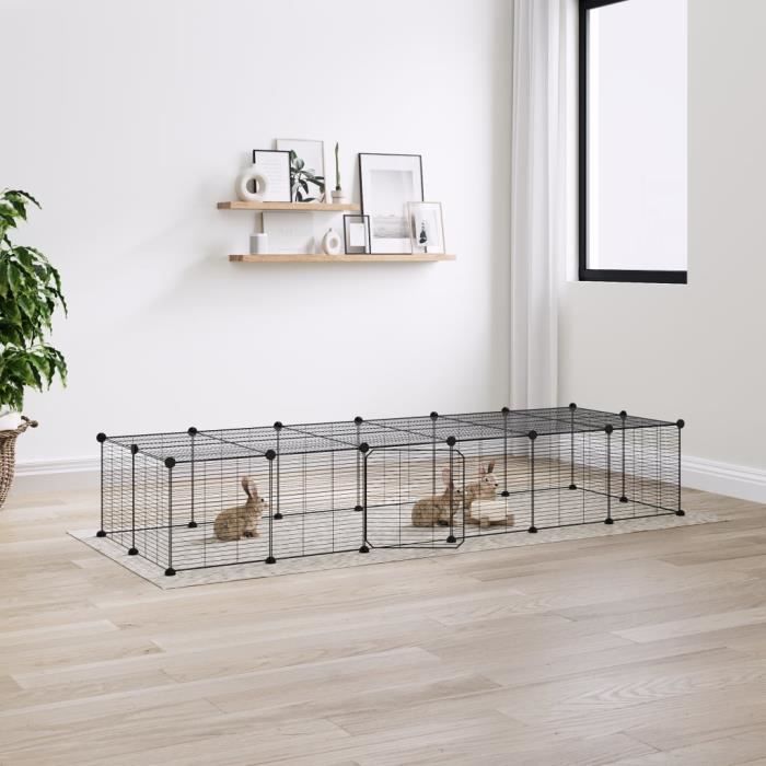 3114059 vidaXL Cage animaux de compagnie à 28 panneaux et porte Noir 35x35 cm