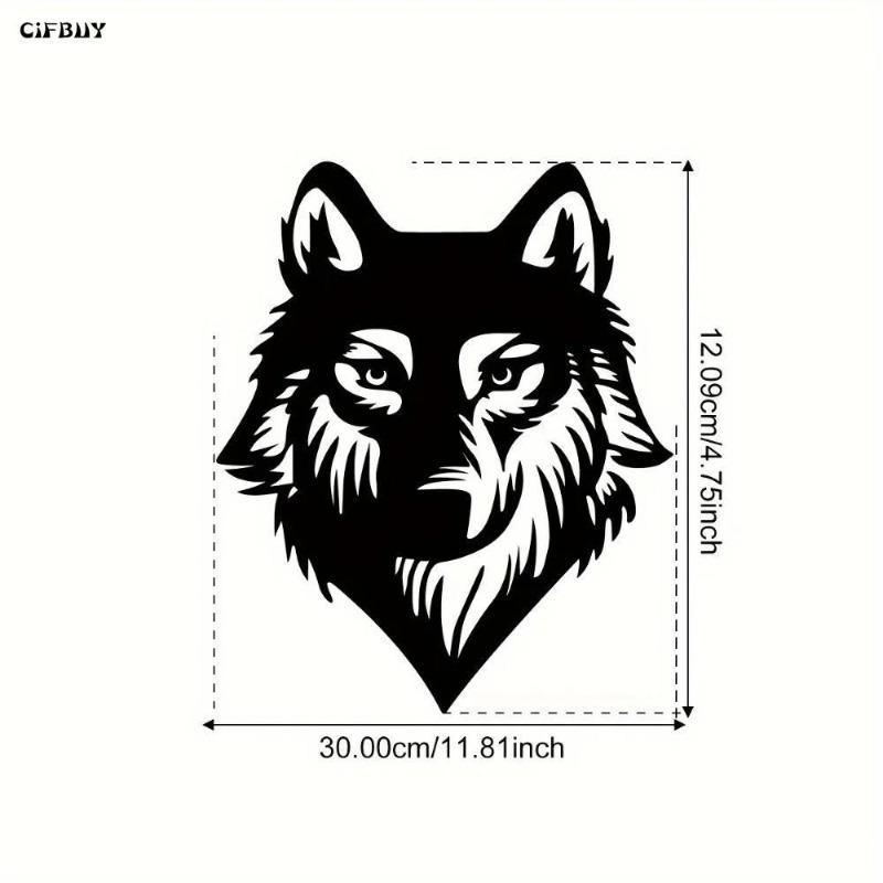 Wolf Head Wrought Iron Art Home and Outdoor Decor Wall Sculpture Living Room Bedroom