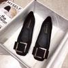 Fashion Pointed Flat Shoes for Women's Spring Summer New Shallow Cut  Suede Soft Sole Black Women's Shoes Ladies Large Size 44