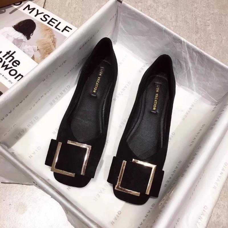 Fashion Pointed Flat Shoes for Women's Spring Summer New Shallow Cut Suede Soft Sole Black Women's Shoes Ladies Large Size 44