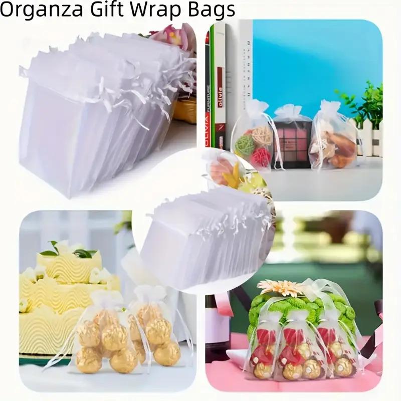 100pcs Organza Drawstring Transparent Gift Bag,Suitable for Wedding Gifts,Party Gifts,Jewelry,Candy Decorations,Wedding Gift Bag
