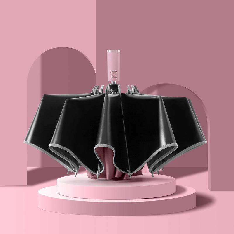 10 bone reverse vinyl fabric sunscreen umbrella color scheme handle three fold men's business umbrella set