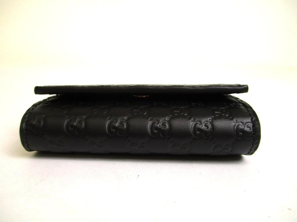 Authentic GUCCI Micro GG Black Leather 6 Pics Key Chain #a972  Pre-owned