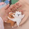 Bag Pendant Ballet Bear Keychain Patchwork Car Keyring Fashion PU Bear Pendant  Students