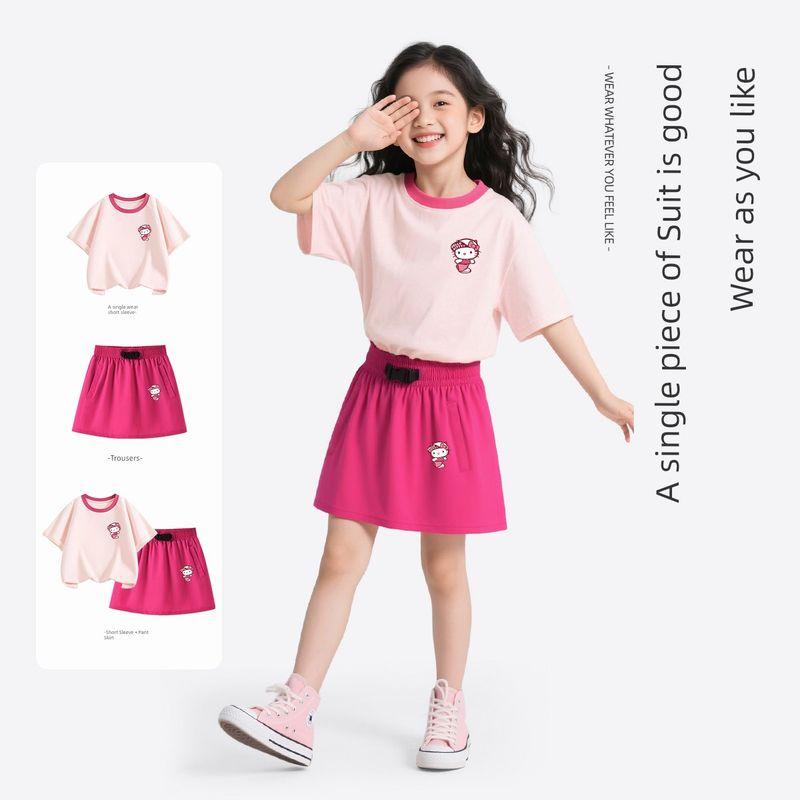 Traje de Verano Melody Girl 2025 Nueva Llegada Estilo Occidental Ropa de Verano para Niños Conjunto de Dos Piezas Pantalones Cortos de Manga Corta Tendencia