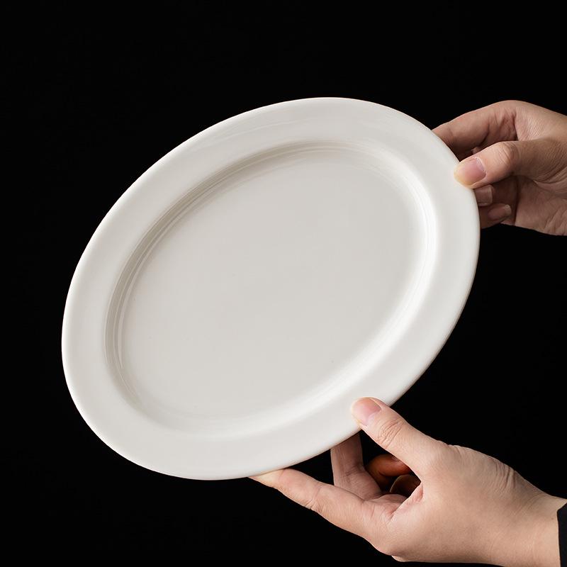 Off-White 9,4" ovales Porzellanteller für Meeresfrüchte, Fisch oder Trockenfrüchte