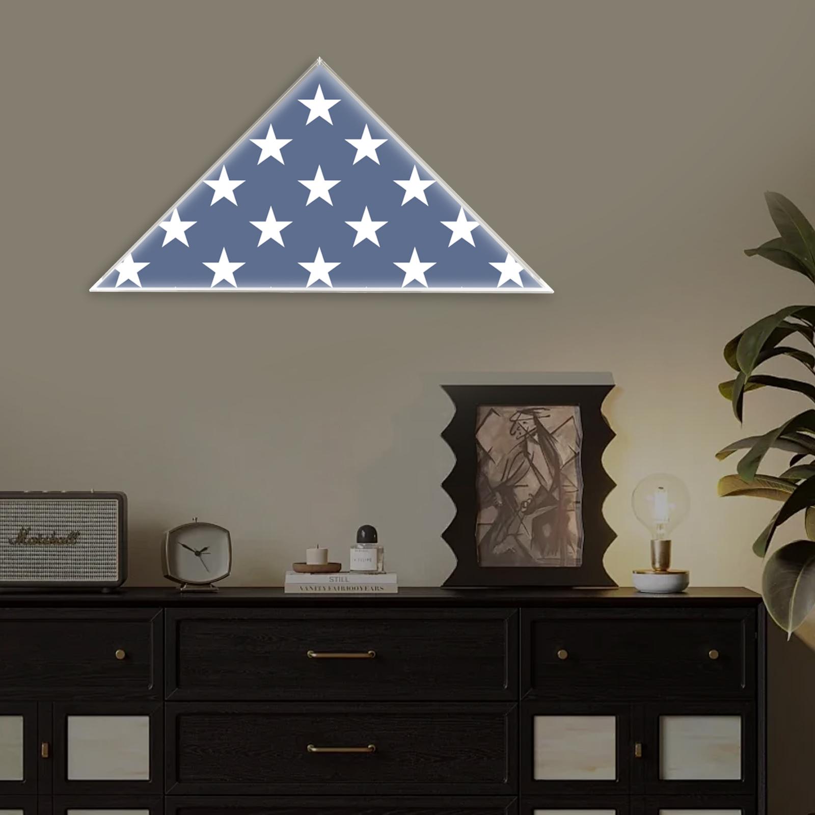 

Lightweight Showcase Premium Clear Acrylic Flag Display Case - Modern Triangular Design, Fits 5x9.5In Flags, Wall / Table Mount чистый