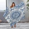 Blue Floral Pattern Fleece Blanket Soft Cozy Throw Blanket Bed Sofa Decorative Throw Blanket for Women Gifts