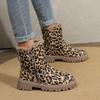 Fashion Shoes for Women  Zip Women's Boots Fashion Leopard Print Daily Boots Women Hot Sale Round Toe Platform Keep Warm Mid-Calf
