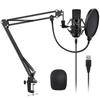 YOTTO USB-mikrofon, kondensatormikrofon, PC-mikrofonset med mikrofonstativ, popfilter og armstativ for opptak, direktesending,