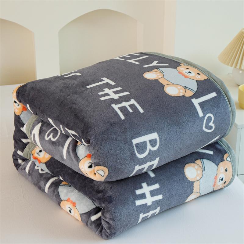 Cartoon Pattern Thick Flannel Blanket Lightweight Warm Nap Throw Blanket for Sofa All Season Cozy Soft Plush Bedspread Bed Sheet