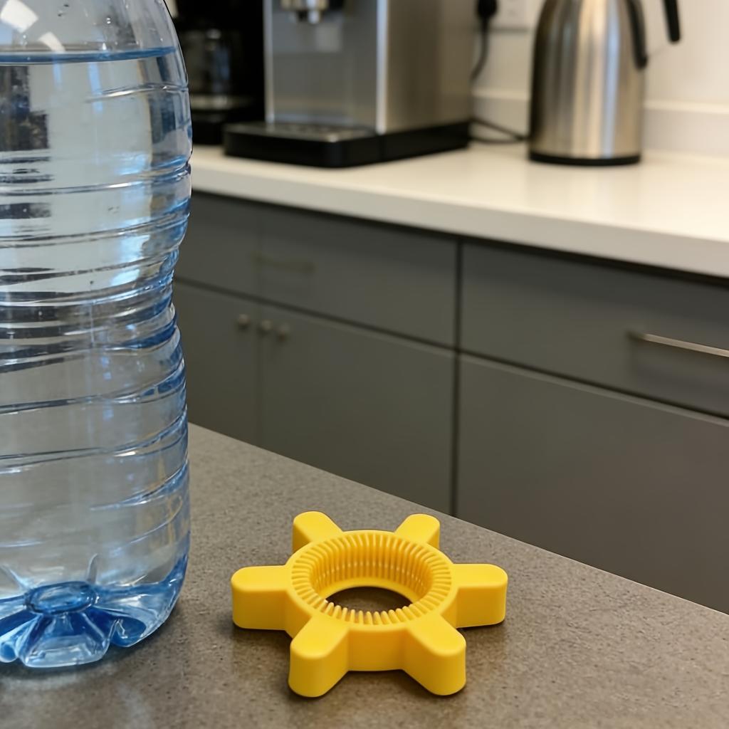 1 Manual plastic bottle and can opener - No Battery Required Easy-to-grip rotating lid design Durable yellow gear design Suitable for soda and