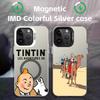T-Tintin A-Dobrodružství Pouzdro na telefon černé magnetické IMD Barevné stříbrné Vhodné pouzdro pro iPhone17 16 15 14 13 12 11Pro Max