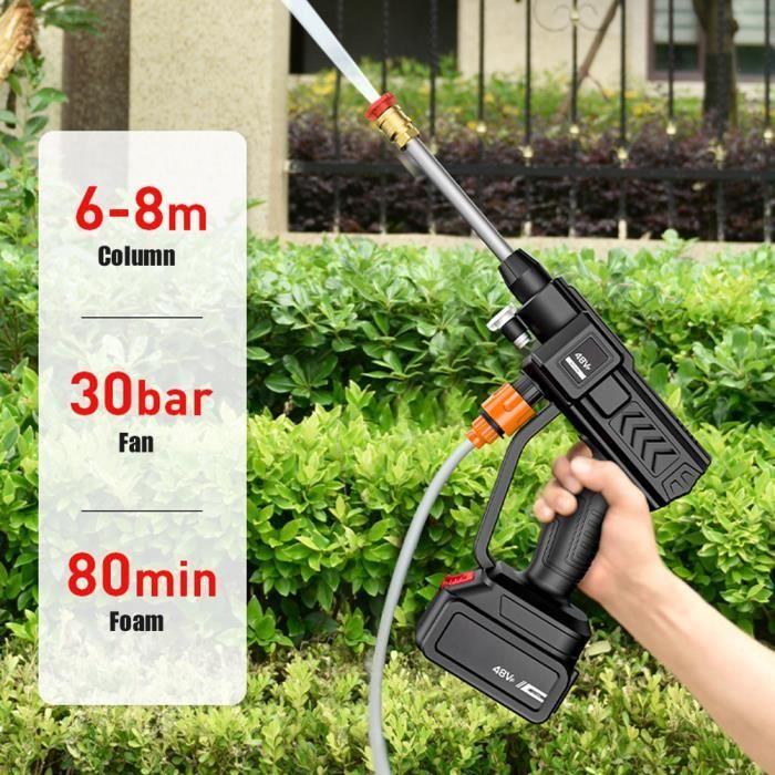 High Pressure Cordless Cleaner, High Pressure Portable Cleaner 30bar with Battery and Charger 48V (2 Rechargeable Battery)