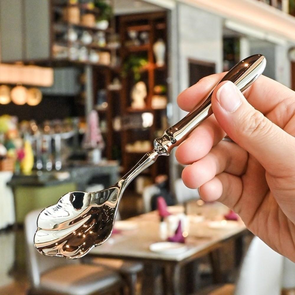 French Dessert Spoons Shell Shape Soup Spoon Creative Table Serving Spoons  Restaurant