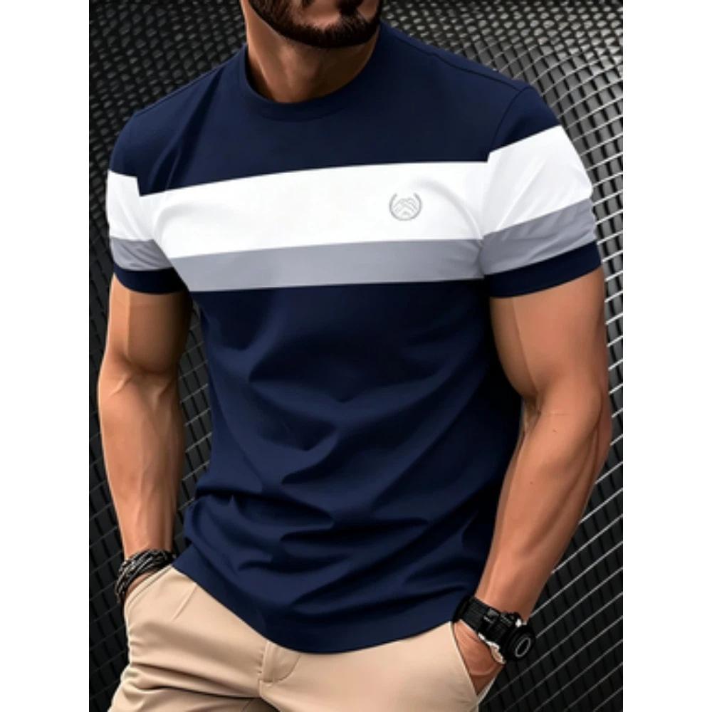 The 2026 Summer New Men's T-shirt Is a Light Breathable Casual and Fashionable Outdoor Men's T-shirt with Striped Prints