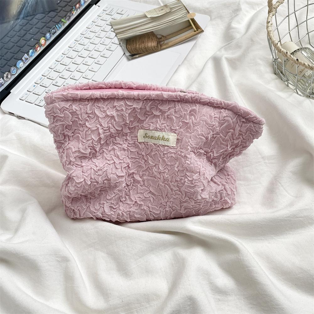 

Girls Cosmetic Zipper Bag: Makeup, Storage, Cushion, Lipstick, Pencil Case, Portable Wash Bag светло-розовый