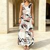 Women's Ink Wash Print Lightweight Loose Maxi Dress Urban Casual Beach Dress,Versatile for Daily Wear,Travel Photoshoots & Vacations