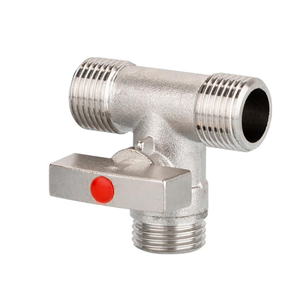 Steel Tee Stop Valve Adapter T Connector Valve Adapter Multipurpose Valves for Bidet Sprayer & Toilet Tank Installation