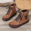 Winter new solid color fashion boots flat bottom side zipper versatile comfortable short boots