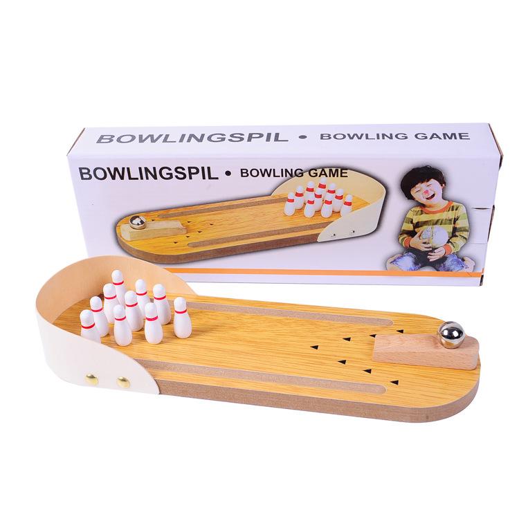 Bowling Mini Toy Table Game: Wooden Rolling Game for Children's Education & Creativity