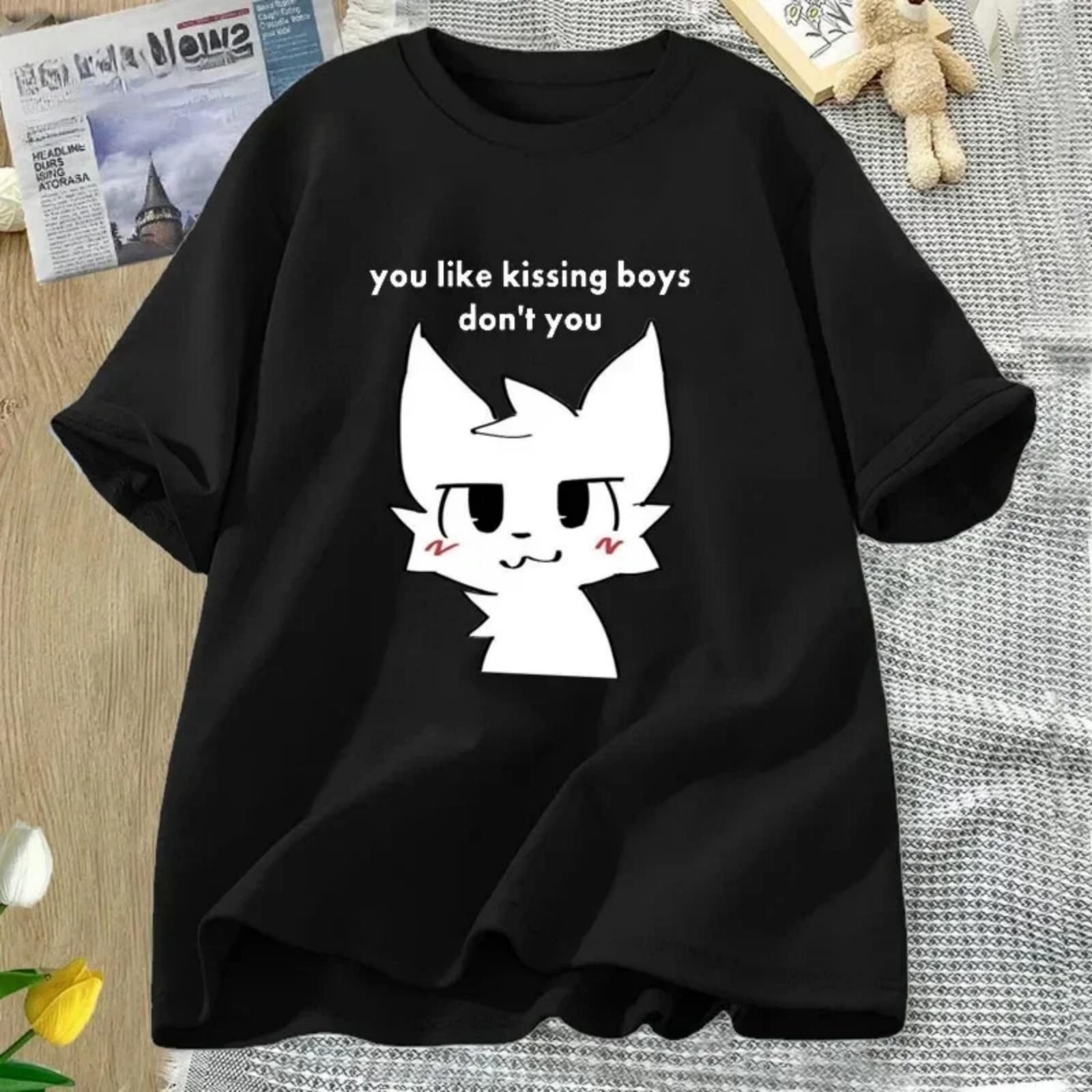 Бойкиссер Забавный Фурри Мем Графические Футболки Бисексуальная ЛГБТК Прайд Футболка Csaual Поцелуи Женская Футболка Одежда женская одежда S