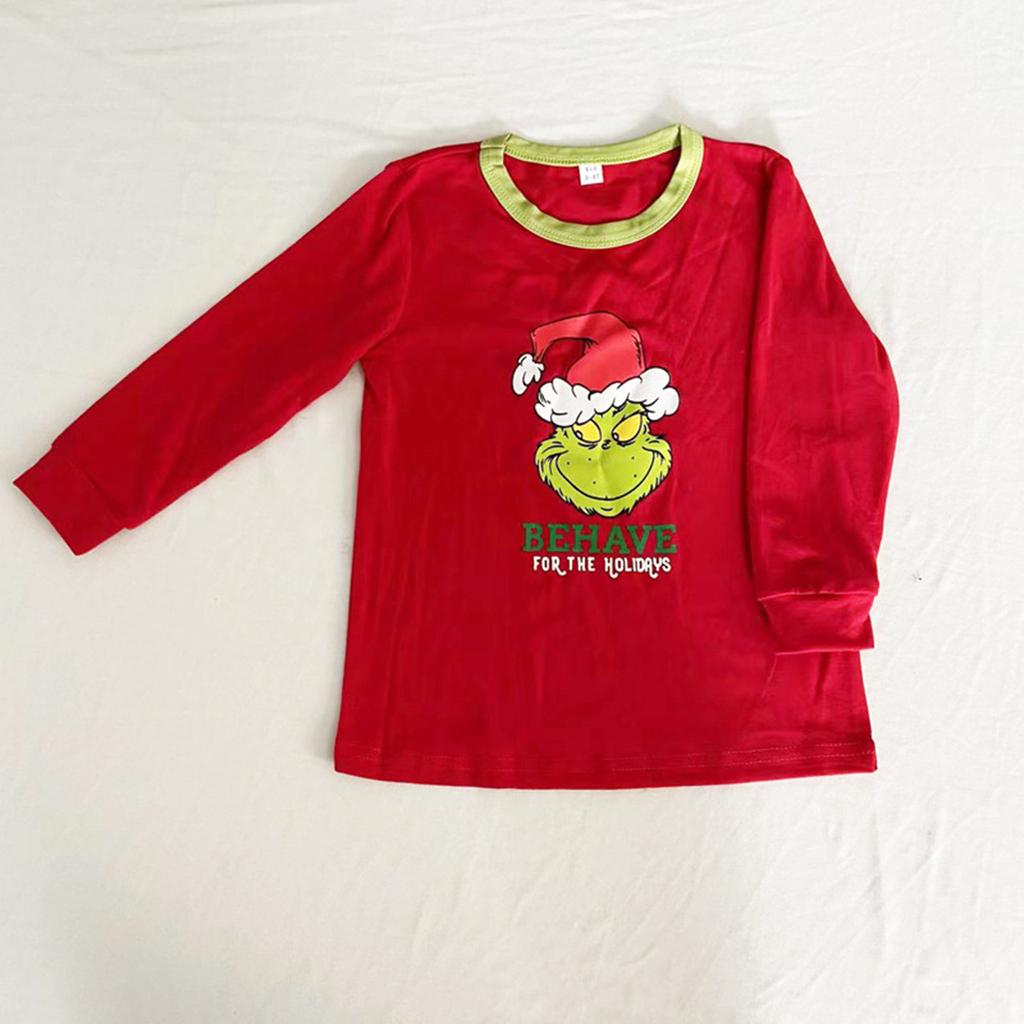 Christmas Family Matching Pajamas Set, Mother Child Baby Cartoon Print Pajamas Home Clothes Set