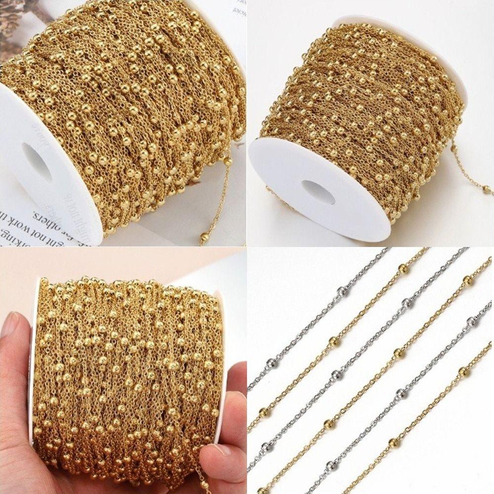 No Fade Ball Chain 2Meters Beads Chains High Quaity Side Spiral Link Chain Jewelry DIY Making