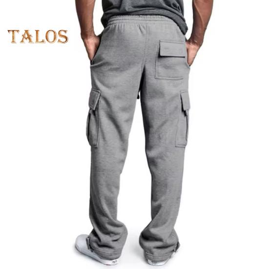 Herr Vår Höst Byxor med Flera Fickor Dragsko Elastisk Midja Vida Ben Plus Size Mjukisbyxor Stretchiga Byxor Enfärgade Lösa Street Style Sport