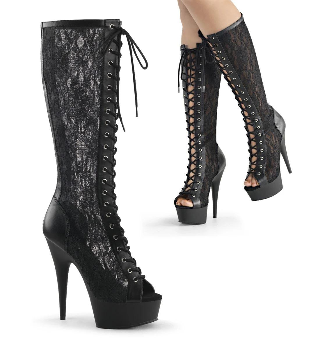 

15 см ботинки на высоком каблуке со шнуровкой спереди, ботильоны на тонком каблуке, модные высокие ботинки 46 чёрный