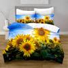 Housse de Couette Tournesol Set Fleurs Jaunes Tournesols Luxuriants Dans le Champ Set de Literie Microfibre Botanique Imprimé Floral Housse de Couette