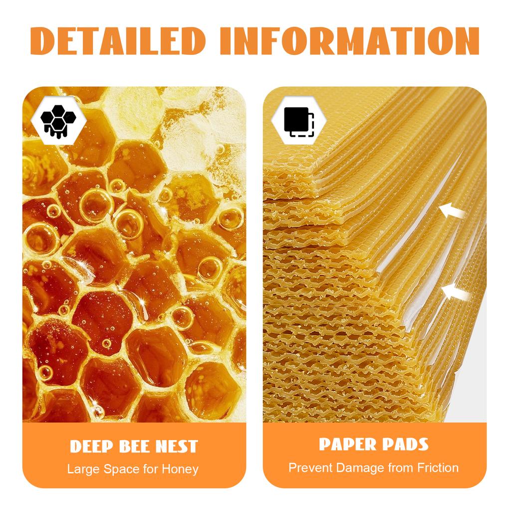 30 yellow honeycomb beeswax-coated sheets, waxed plastic portable deep frame honeycomb sheets