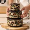 French Fresh-keeping Bowl with Lid Sealed Ceramic Bowl Microwave Oven Heating Bento Box Exquisite Home Noodle Bowl Friend Gift