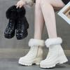 Fashion 9CM Genuine Leather Fashion Women Ankle Booties Platform Wedge Flats Winter Plush Autumn Warm Boots Spring Shoes Chimney