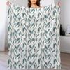 Eucalyptus Leaves On White Throw Blanket Plush Fuzzy Cozy Blanket for Couch Sofa