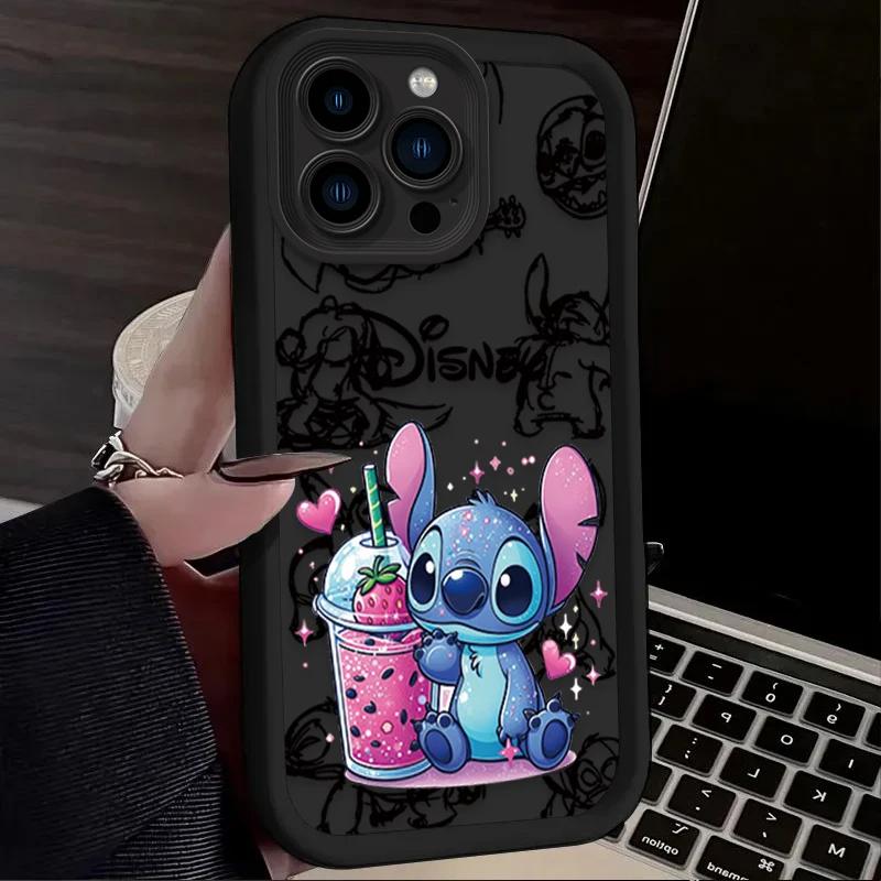 

Disney Stitch Полуничний Милий Чохол для Телефону Для iPhone 16 15 14 13 12 11 Pro Max X XS Max XR 12 13 Mini 8Plus Ударостійкий М який Чохол For iPhone 14 Plus
