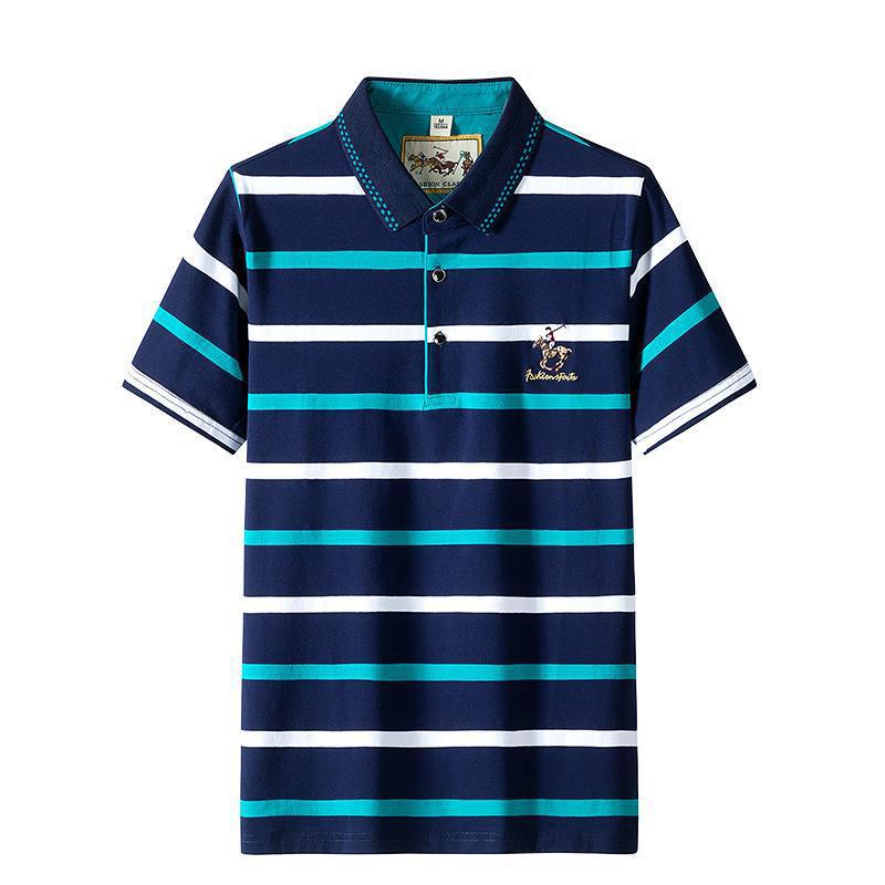 

Мужская рубашка поло, летняя, с коротким рукавом, свободная, вышитая, полосатая рубашка поло XXXXL