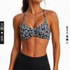 Sexy Leopard Print Backless Halter Sports Bra For Low Support Yoga